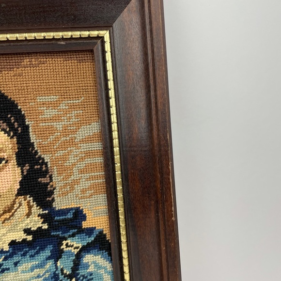 VINTAGE Portrait The Blue Boy Needlepoint Art - Picture 4 of 6